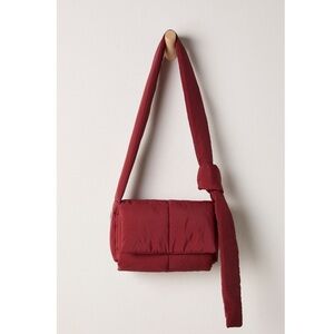 NWT Free People FP Movement Puffy Muff Crossbody Nylon Winterberry Cranberry